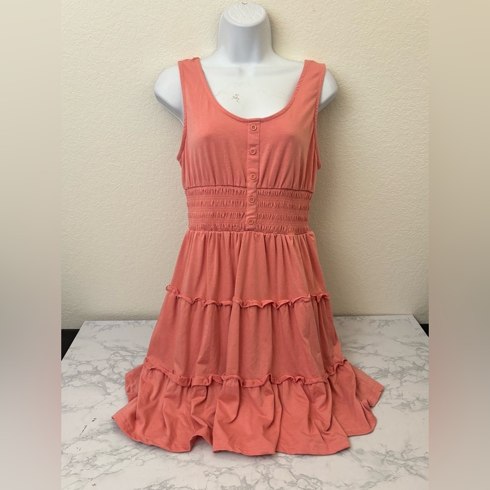 Dokotoo sz XS Maxi Dress Orange sleeveless Boho Henley Button Ruffle Stretch